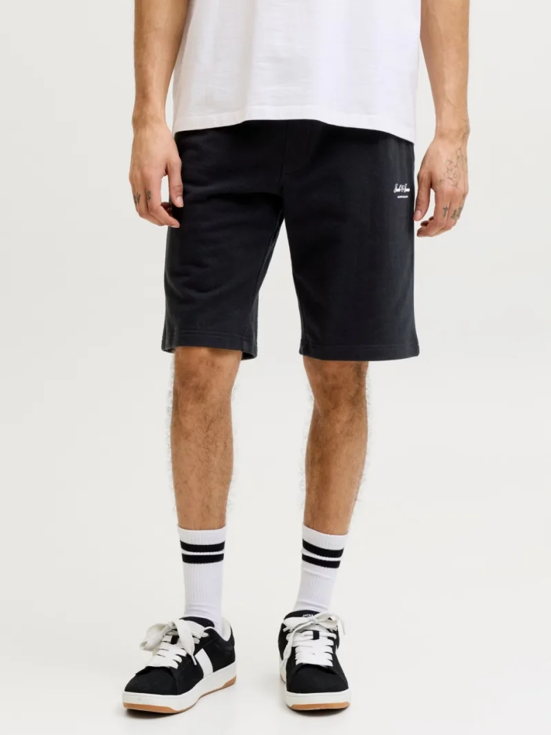 Jack & Jones Pantaloni scurti de trening barbati, talie medie, Regular fit, Negru (SELECTATI MARIMEA: S)