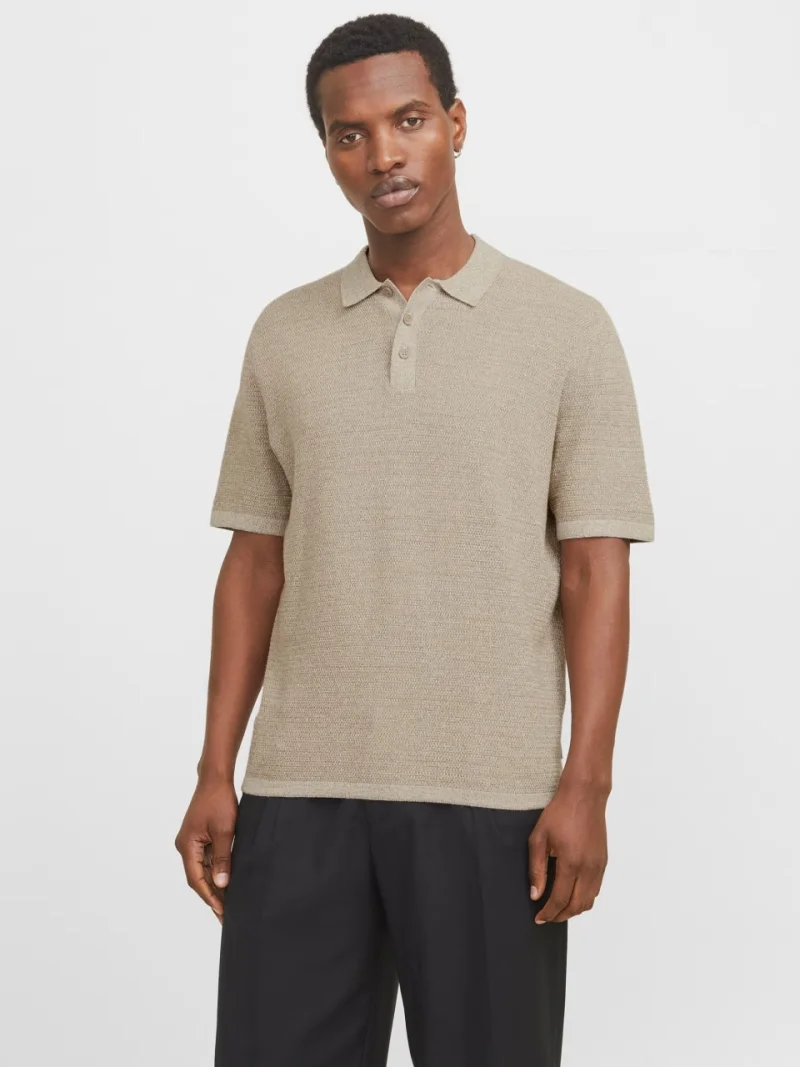 Jack & Jones Tricou polo barbati, cu aspect tricotat, Regular Fit, Maro (SELECTATI MARIMEA: M)