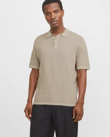 Jack & Jones Tricou polo barbati, cu aspect tricotat, Regular Fit, Maro (SELECTATI MARIMEA: M)