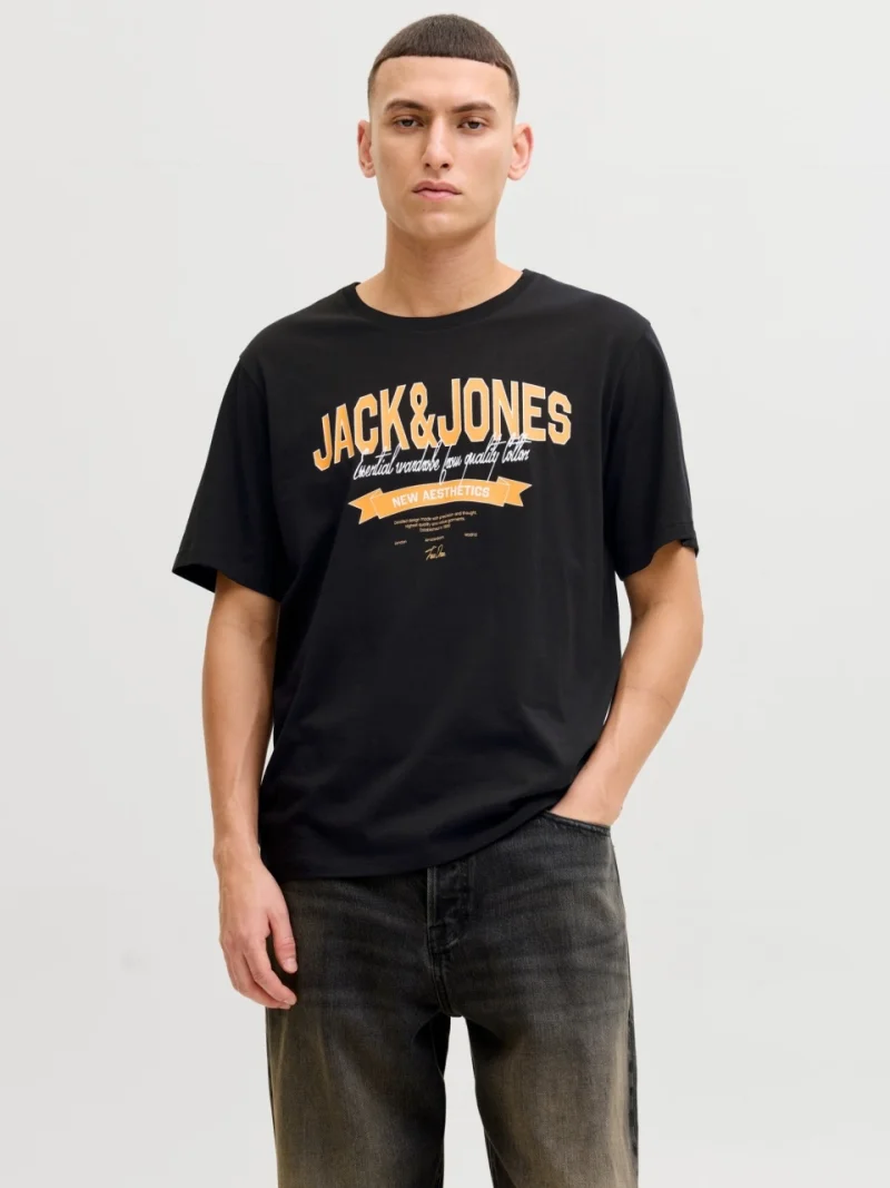 Jack & Jones Tricou cu decolteu la baza gatului, barbati, Standard fit, Negru (SELECTATI MARIMEA: XS)