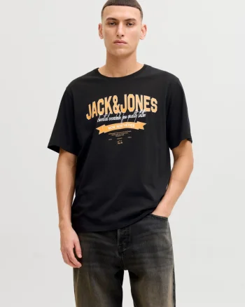 Jack & Jones Tricou cu decolteu la baza gatului, barbati, Standard fit, Negru (SELECTATI MARIMEA: XS)