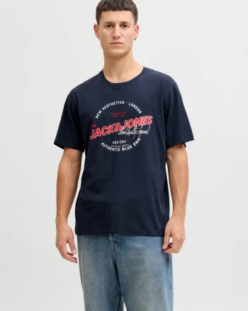 Jack & Jones Tricou cu decolteu la baza gatului, barbati, Standard fit, Bleumarin inchis (SELECTATI MARIMEA: S)