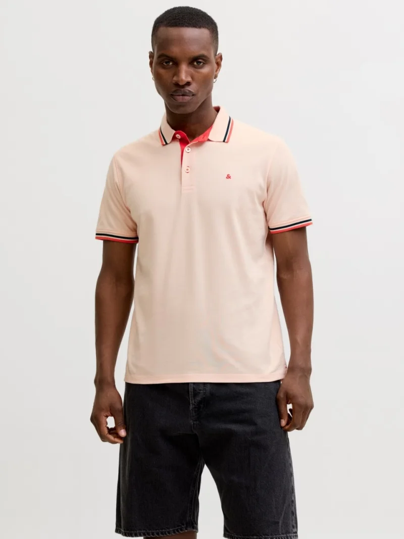 Jack & Jones Tricou polo barbati, Slim fit cu guler contrast, Piersica (SELECTATI MARIMEA: S)