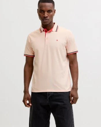 Jack & Jones Tricou polo barbati, Slim fit cu guler contrast, Piersica (SELECTATI MARIMEA: S)