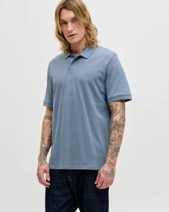 Jack & Jones Tricou polo Basic, Slim Fit, din bumbac, Albastru (SELECTATI MARIMEA: 2XL)