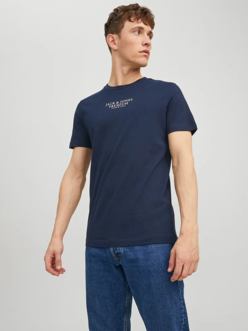 Jack & Jones Tricou barbati cu imprimeu text Jack & Jones Premium, Bleumarin inchis (SELECTATI MARIMEA: L)