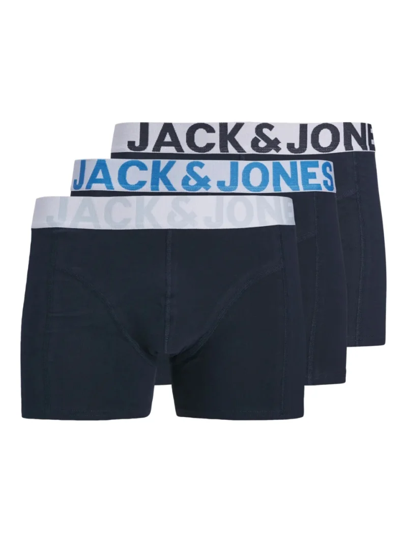 Jack & Jones Underwear barbati, Set 3 perechi de boxeri, banda cu logo, Bleumarin inchis (SELECTATI MARIMEA: S)