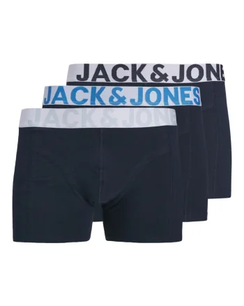 Jack & Jones Underwear barbati, Set 3 perechi de boxeri, banda cu logo, Bleumarin inchis (SELECTATI MARIMEA: S)