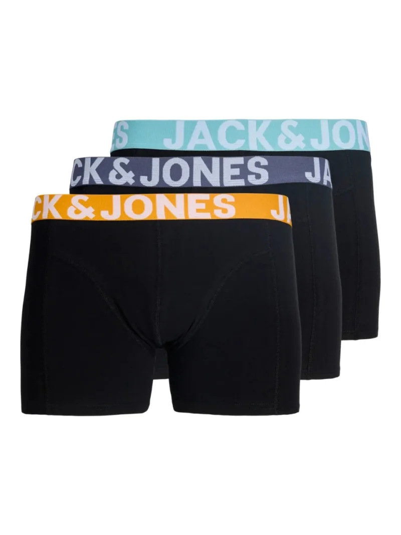 Jack & Jones Underwear barbati, Set 3 perechi de boxeri, banda cu logo, Negru (SELECTATI MARIMEA: S)