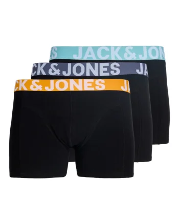 Jack & Jones Underwear barbati, Set 3 perechi de boxeri, banda cu logo, Negru (SELECTATI MARIMEA: S)