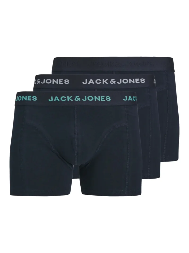 Jack & Jones Underwear barbati, Set 3 perechi de boxeri, cu imprimeu text, Bleumarin inchis (SELECTATI MARIMEA: S)