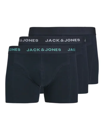 Jack & Jones Underwear barbati, Set 3 perechi de boxeri, cu imprimeu text, Bleumarin inchis (SELECTATI MARIMEA: S)
