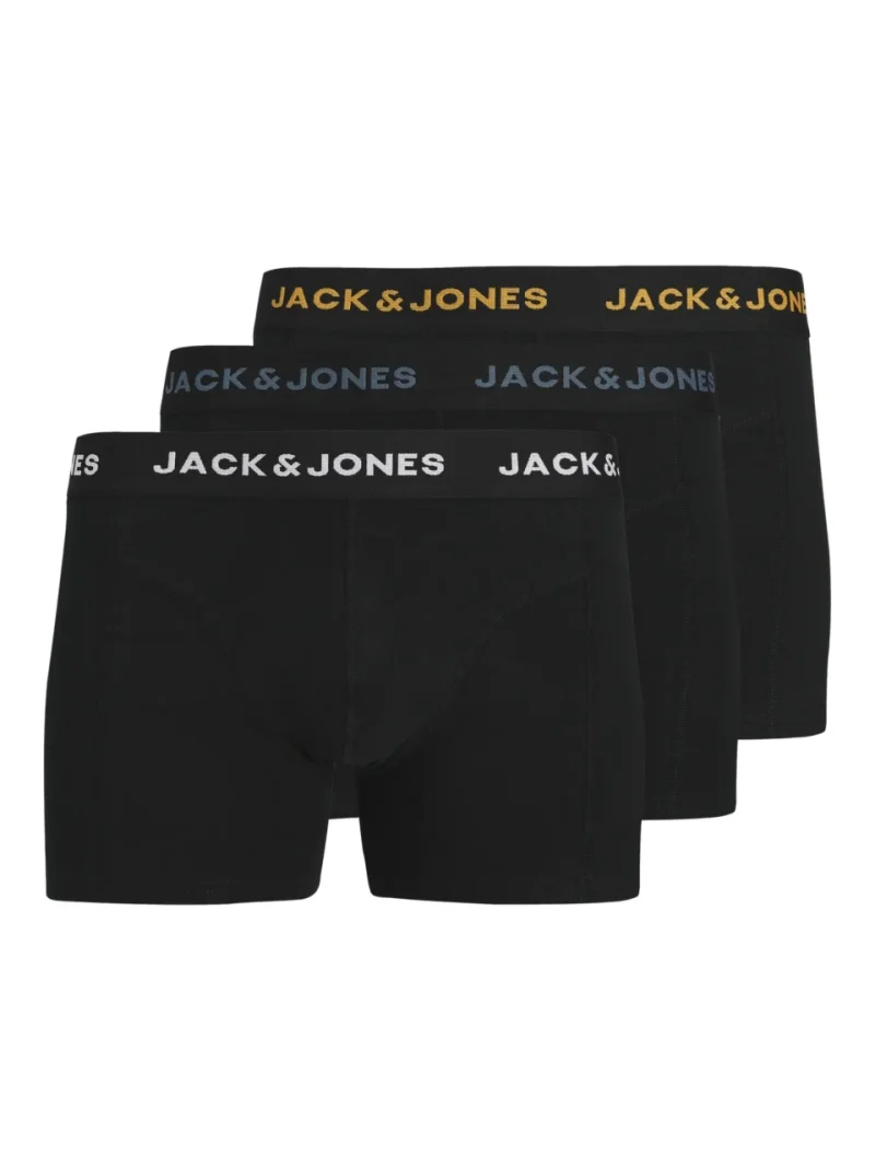 Jack & Jones Underwear barbati, Set 3 perechi de boxeri, cu imprimeu text, Negru (SELECTATI MARIMEA: S)