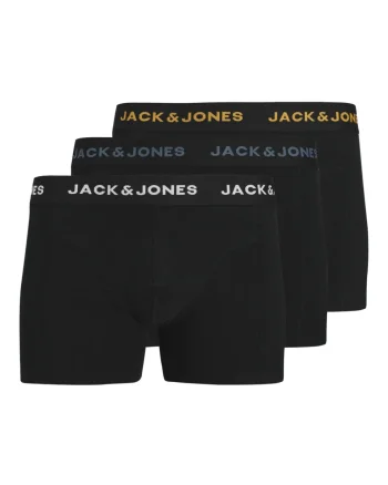 Jack & Jones Underwear barbati, Set 3 perechi de boxeri, cu imprimeu text, Negru (SELECTATI MARIMEA: S)