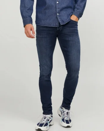Jack & Jones Blugi barbati Glenn, cu talie joasa si croiala Slim fit, Albastru inchis (SELECTATI MARIMEA: 29, SELECTATI LUNGIMEA: 32)