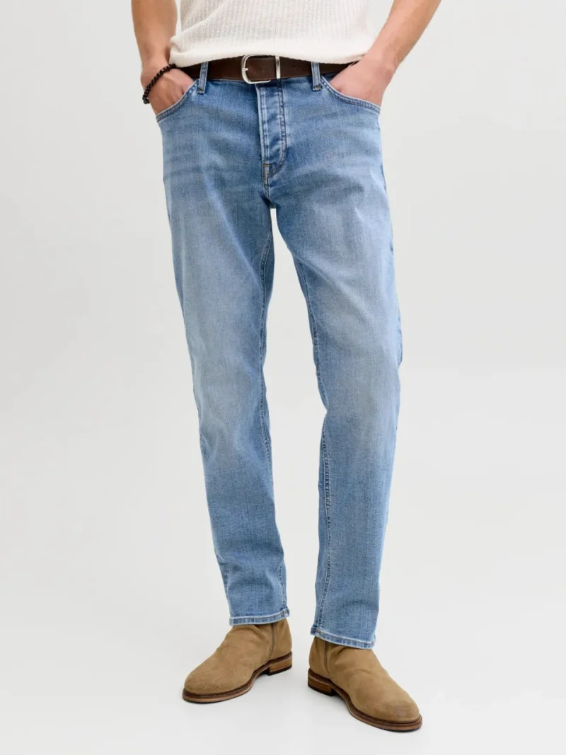 Jack & Jones Blugi barbati, Mike, cu talie medie si croiala Conica, Albastru (SELECTATI MARIMEA: 30, SELECTATI LUNGIMEA: 32)