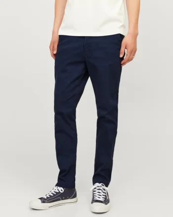 Jack & Jones Pantaloni chino barbati, Dave, croiala Slim fit, Bleumarin inchis (SELECTATI MARIMEA: 36, SELECTATI LUNGIMEA: 32)