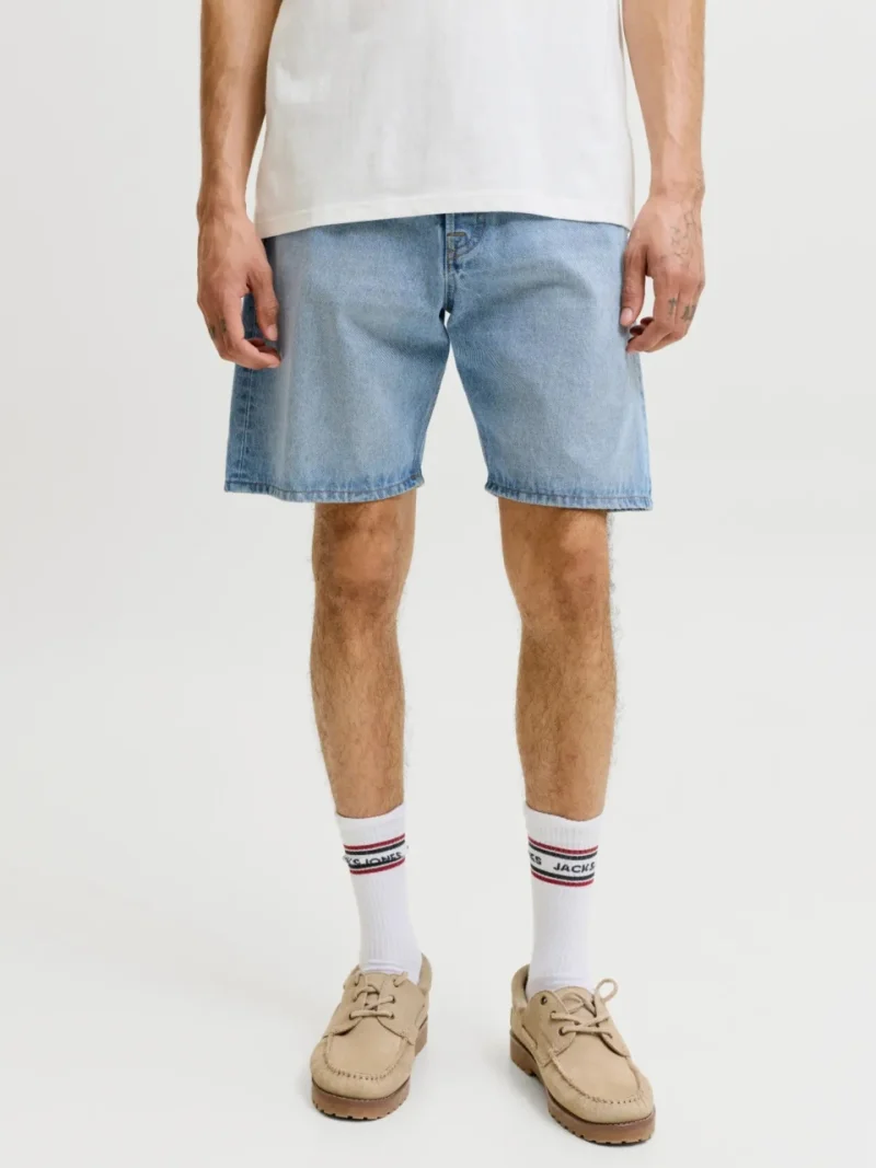 Jack & Jones Pantaloni scurti de blug barbati, JJITONY JJORIGINAL, cu talie inalta, Relaxed Fit, Albastru deschis (SELECTATI MARIMEA: XL)