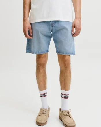 Jack & Jones Pantaloni scurti de blug barbati, JJITONY JJORIGINAL, cu talie inalta, Relaxed Fit, Albastru deschis (SELECTATI MARIMEA: XL)