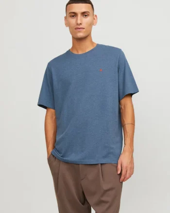 Jack & Jones Tricou barbati JJEPAULOS TEE SS, Standard Fit, Albastru inchis (SELECTATI MARIMEA: XS)