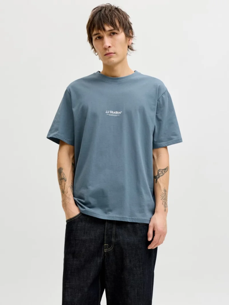 Jack & Jones Tricou barbati, JJESOHO TEE SS, la baza gatului, Relaxed Fit, Albastru inchis (SELECTATI MARIMEA: S)