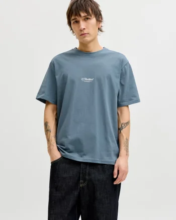 Jack & Jones Tricou barbati, JJESOHO TEE SS, la baza gatului, Relaxed Fit, Albastru inchis (SELECTATI MARIMEA: S)