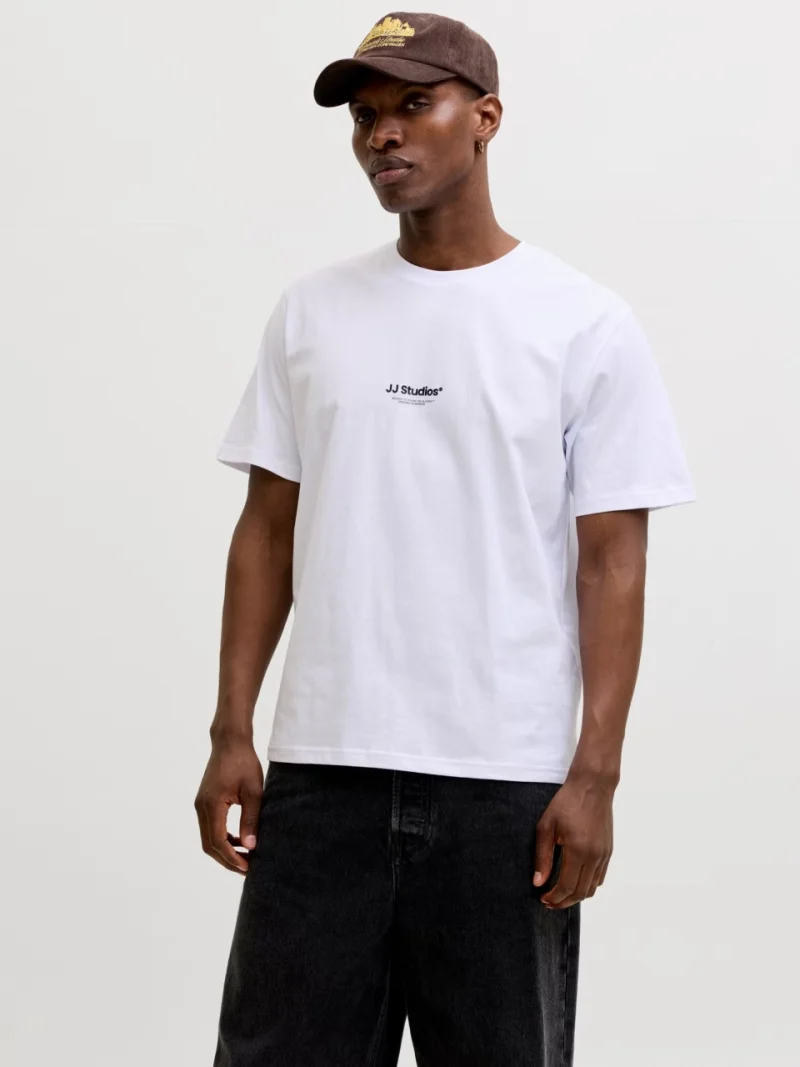 Jack & Jones Tricou barbati, JJESOHO TEE SS, la baza gatului, Relaxed Fit, Alb (SELECTATI MARIMEA: M)