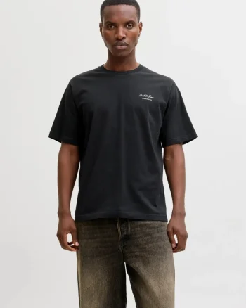 Jack & Jones Tricou barbati, din bumbac, Relaxed Fit, JJEARCHIVE, Negru (SELECTATI MARIMEA: S)