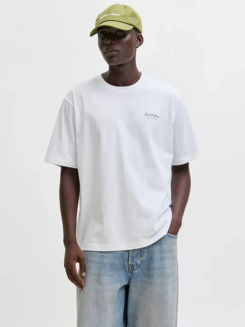 Jack & Jones Tricou barbati, din bumbac, Relaxed Fit, JJEARCHIVE, Alb (SELECTATI MARIMEA: S)