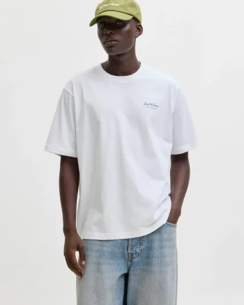 Jack & Jones Tricou barbati, din bumbac, Relaxed Fit, JJEARCHIVE, Alb (SELECTATI MARIMEA: S)