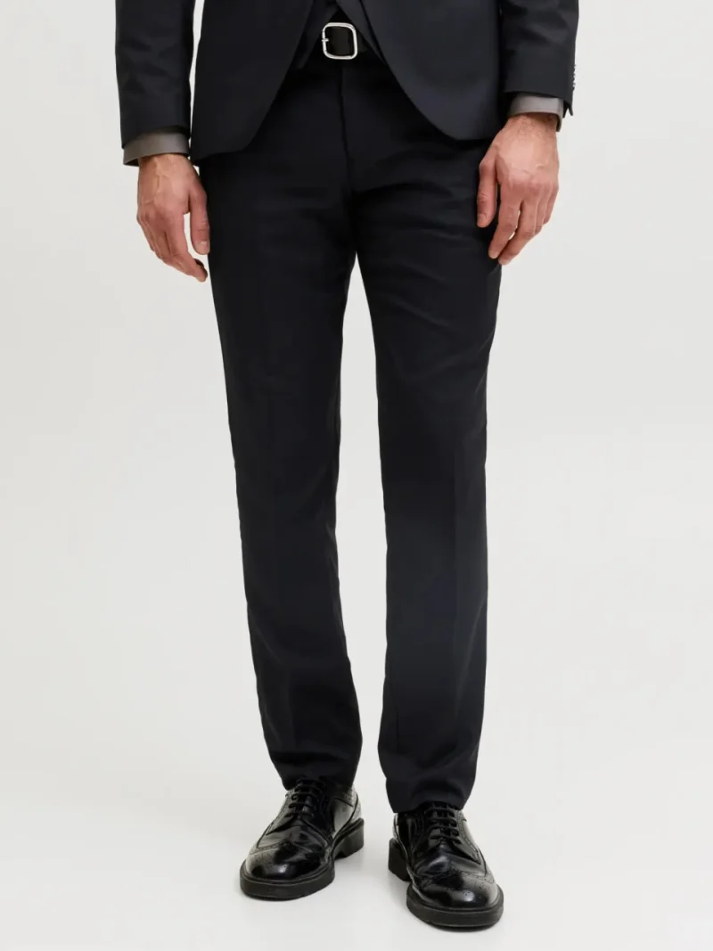 Jack & Jones Pantaloni costum barbati, din amestec de lana, Super Slim, JPRSOLARIS Premium, Negru (SELECTATI MARIMEA: 56)