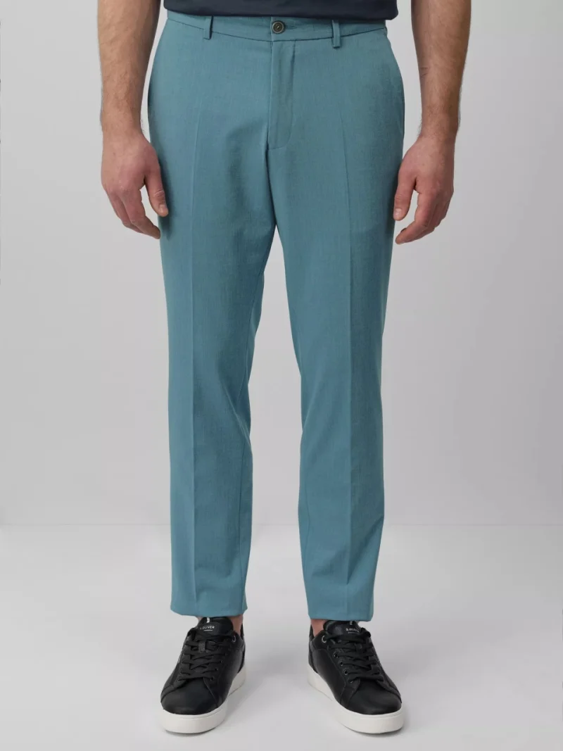 s.Oliver BLACK LABEL Pantaloni costum barbati, cu talie medie si croiala Slim fit, Turcoaz (SELECTATI MARIMEA: 46)