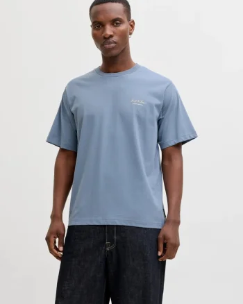 Jack & Jones Tricou barbati, din bumbac, Relaxed Fit, JJEARCHIVE, Albastru inchis (SELECTATI MARIMEA: L)