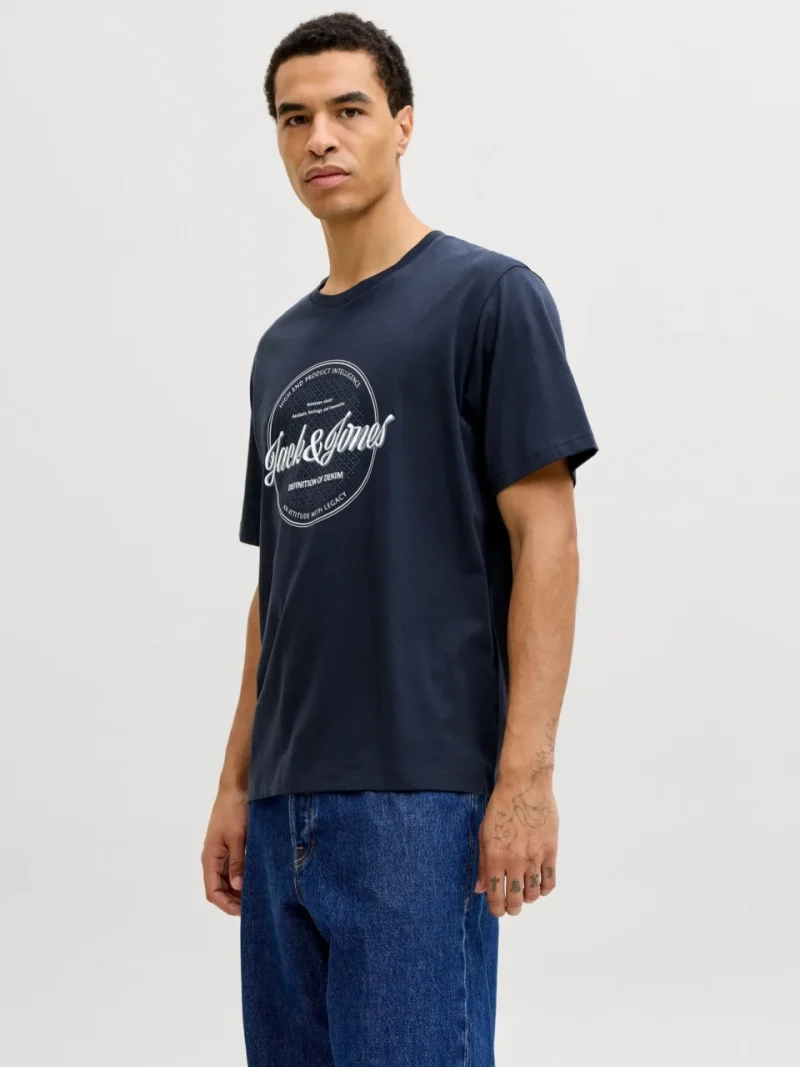 Jack & Jones Tricou barbati, din bumbac, Regular fit, JJEDOVER, Bleumarin inchis (SELECTATI MARIMEA: S)
