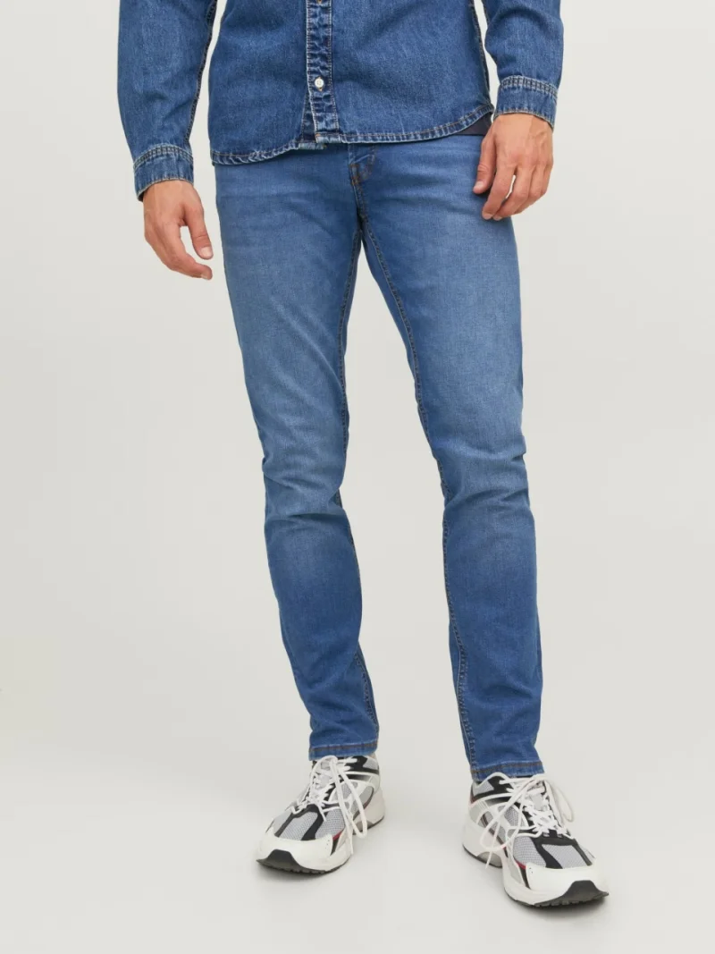 Jack & Jones Blugi barbati Glenn, cu talie joasa si croiala Slim fit, Albastru (SELECTATI MARIMEA: 29, SELECTATI LUNGIMEA: 30)