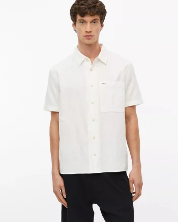 s.Oliver Camasa barbati cu model, din bumbac, Relaxed fit, Alb (SELECTATI MARIMEA: L)