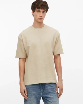 s.Oliver Tricou barbati la baza gatului din bumbac, Regular fit, Bej (SELECTATI MARIMEA: L)