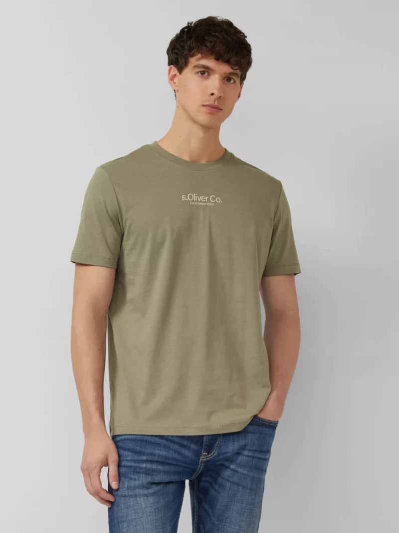 s.Oliver Tricou barbati la baza gatului, din bumbac, Regular fit, Olive (SELECTATI MARIMEA: S)