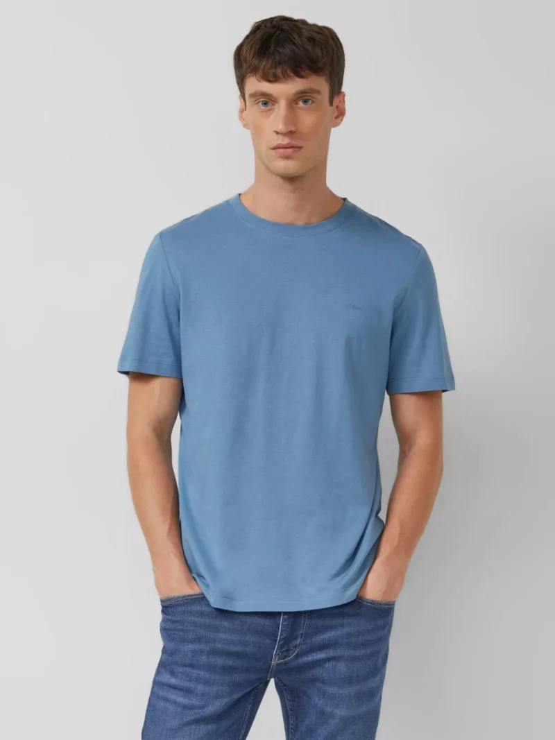 s.Oliver Tricou barbati din bumbac, Regular fit, Albastru inchis (SELECTATI MARIMEA: S)