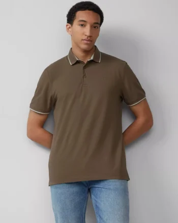 s.Oliver Tricou polo sport barbati din amestec de bumbac piqué, Regular fit, Maro (SELECTATI MARIMEA: 3XL)