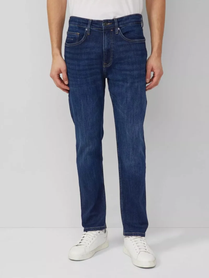 Blugi barbati Mauro cu talie medie, croiala Regular Fit, Tapered Leg, Albastru inchis (SELECTATI MARIMEA: 30, SELECTATI LUNGIMEA: 32)