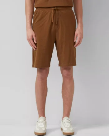 s.Oliver Pantaloni scurti barbati, din jerseu de bumbac, cu talie medie, Relaxed fit, Detroit, Maro (SELECTATI MARIMEA: L)