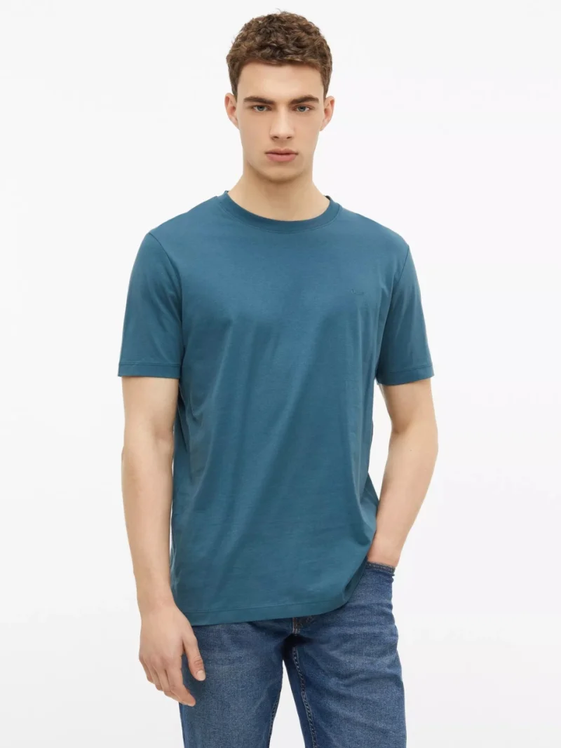s.Oliver Tricou barbati, din bumbac, la baza gatului, Regular fit, Albastru petrol (SELECTATI MARIMEA: S)