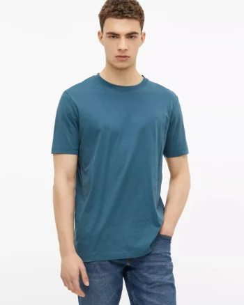 s.Oliver Tricou barbati, din bumbac, la baza gatului, Regular fit, Albastru petrol (SELECTATI MARIMEA: S)