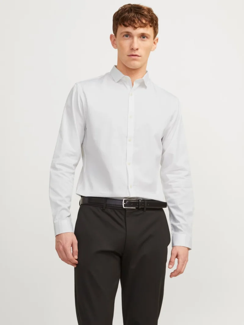 Jack & Jones Camasa barbati, din bumbac, croiala Slim fit, Blacardiff, Alb (SELECTATI MARIMEA: S)