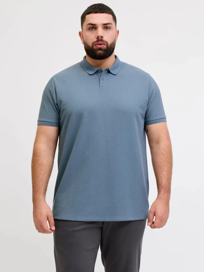 Jack & Jones Plus Tricou polo barbati big sizes, cu logo, Regular fit, Austin, Albastru (SELECTATI MARIMEA: 2XL)