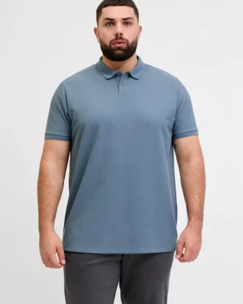 Jack & Jones Plus Tricou polo barbati big sizes, cu logo, Regular fit, Austin, Albastru (SELECTATI MARIMEA: 2XL)