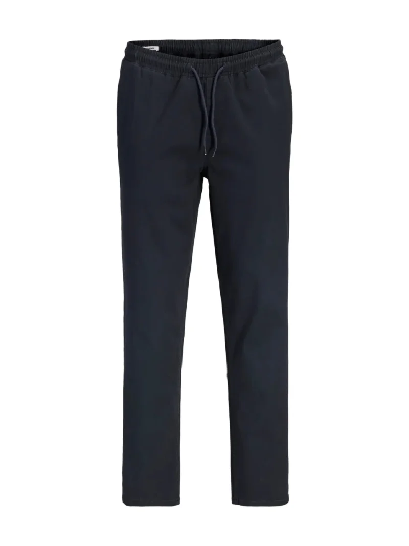 Jack & Jones, Pantaloni jogger barbati, din bumbac, cu talie medie, Tapered Fit, jpstace dylan, Bleumarin inchis (SELECTATI MARIMEA: S)