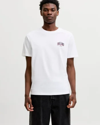 Jack & Jones Tricou barbati la baza gatului, din bumbac, Regular Fit, JJAERO, Alb (SELECTATI MARIMEA: S)