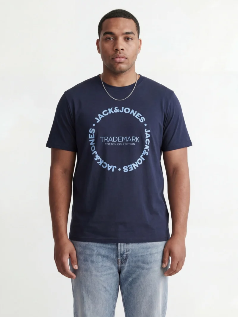 Jack & Jones Plus Tricou barbati big sizes, din bumbac, Regular Fit, JJBENSON, Bleumarin inchis (SELECTATI MARIMEA: 3XL)